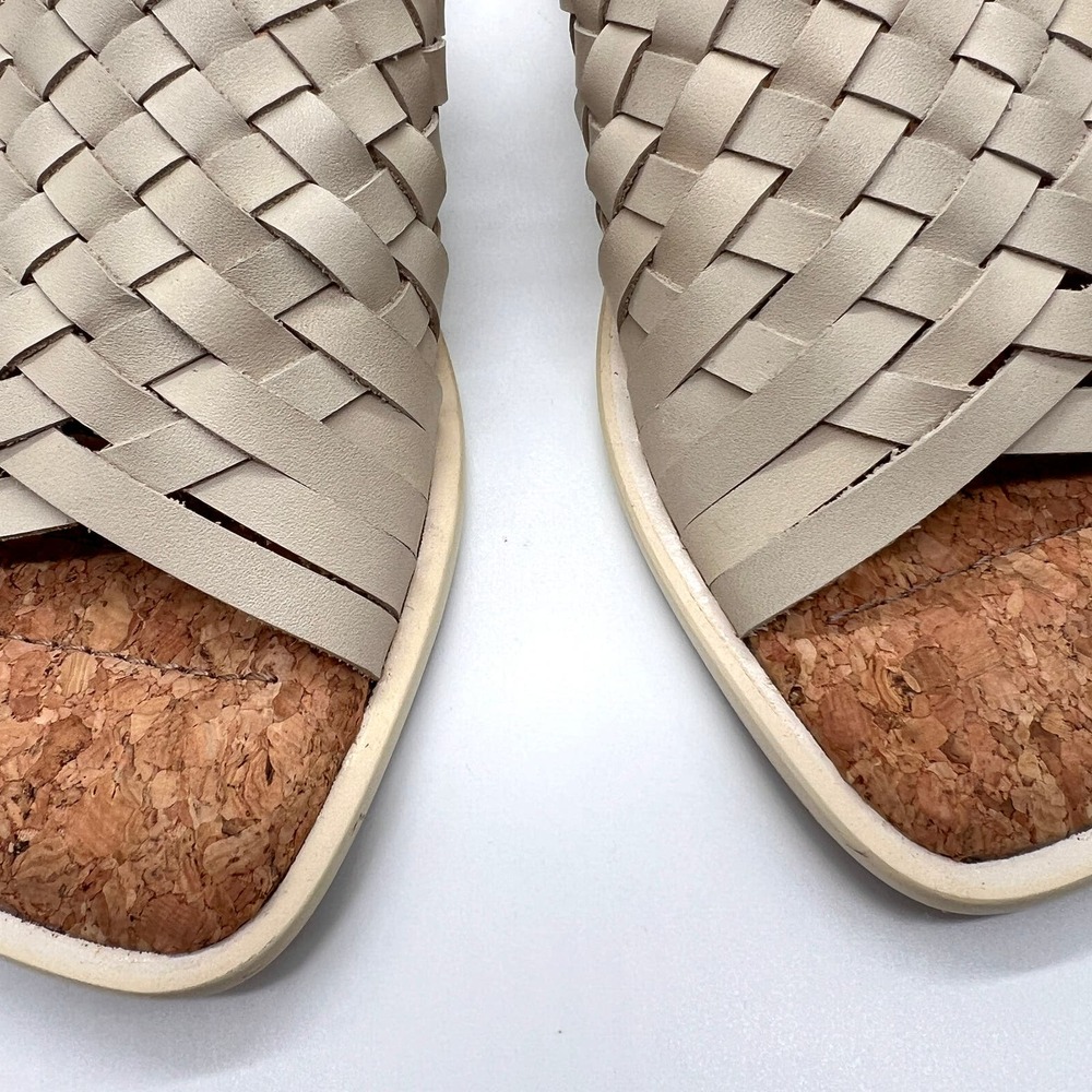 KELSI DAGGER Tide Woven Flat Slide Sandal Womens 7.5 Cream Comfort Cork Footbed - Picture 5 of 10